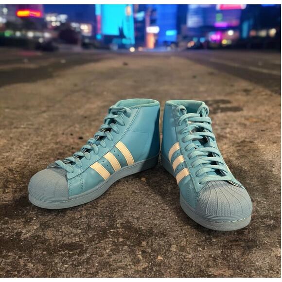 Adidas Originals Pro Men's Blue Sneakers Leather Hightop Tennis Shoes Sz 8.5M - Picture 4 of 5